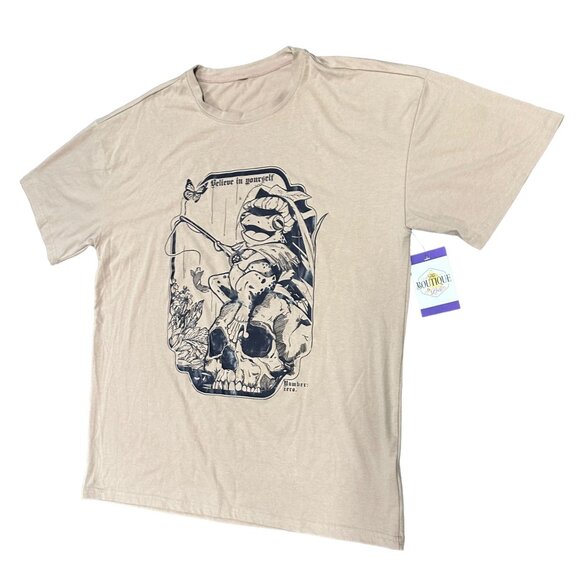 Unbranded Mens L Believe in Yourself Graphic Print Tshirt Frog Skull Crew Neck - Picture 5 of 9